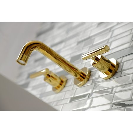 Kingston Brass KS8122CML Manhattan 2-Handle 8" Wall Mount Bathroom Faucet, Brass KS8122CML